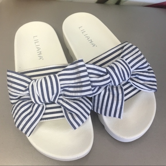 Striped bow slides Clearance